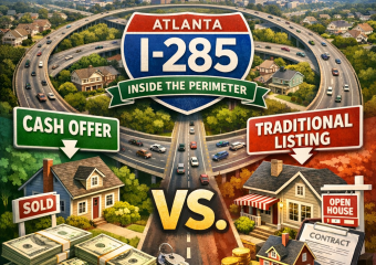 Graph comparing cash offers and traditional listings for home sales inside I-285.
