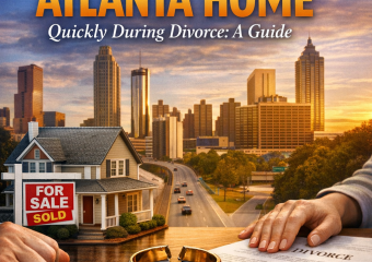 Text: "Cover of a guide on selling your Atlanta home quickly during divorce, featuring tips and strategies."